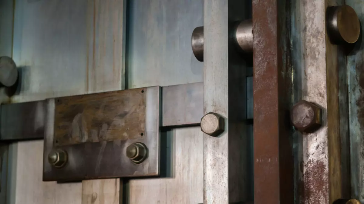 Photo of historic bank safe door