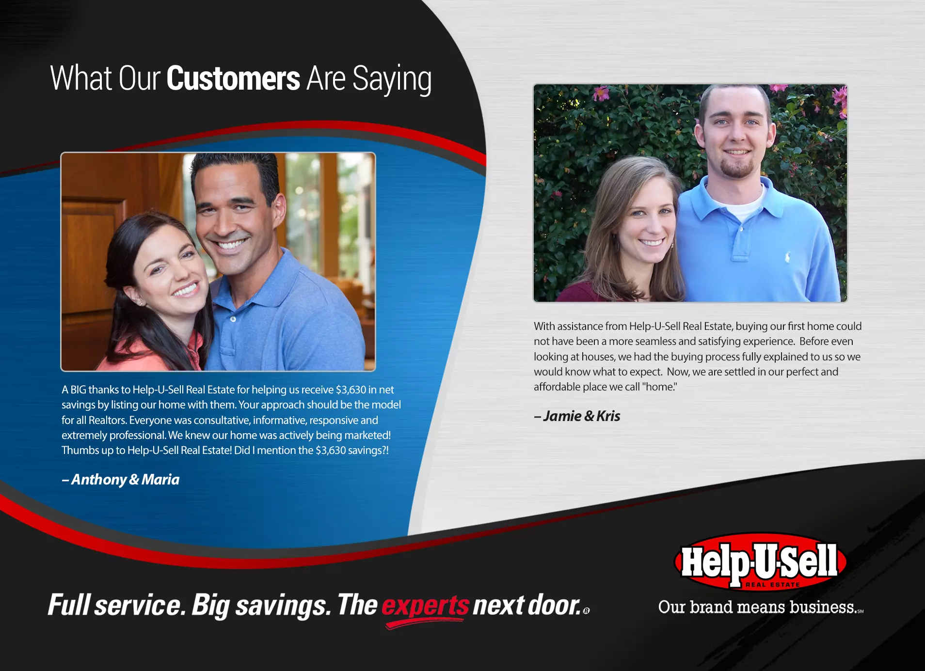 Real estate postcard with client testimonial