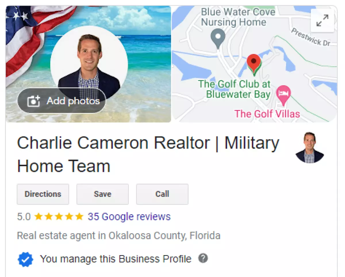 Google My Business 5-star review for real estate agent