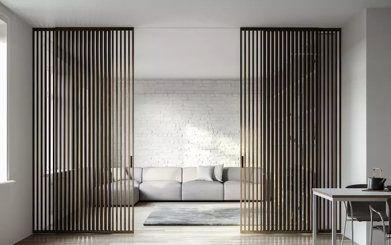 Vertical Wood Slat Wall Room Dividers