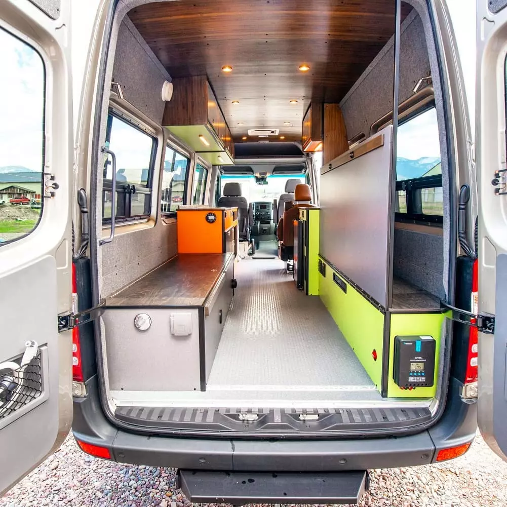 Converted Ford Transit camper van interior