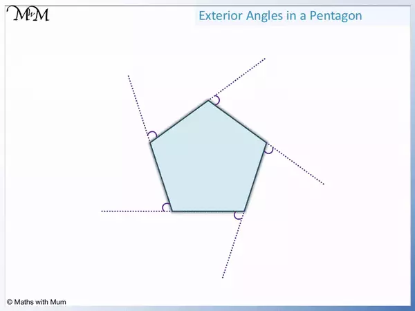 exterior angles of a pentagon add to 360 degrees