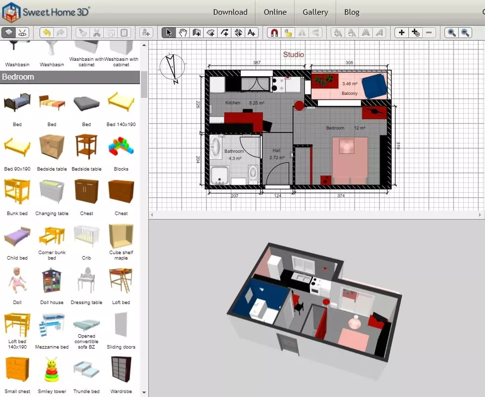 Sweet Home 3D Interface