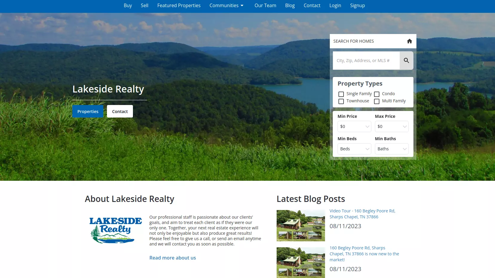 Lakeside Realty Real Estate Website Example