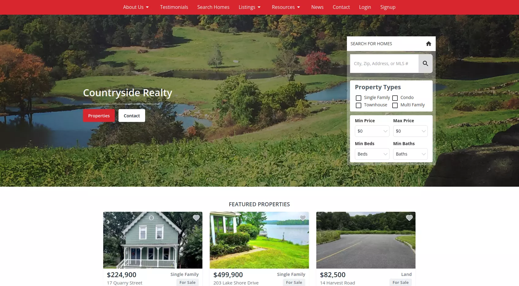 Countryside Realty Real Estate Website Example