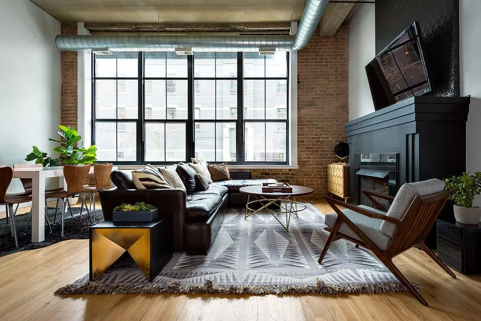 Small Industrial Living Room Design via Chris Bradley Photography