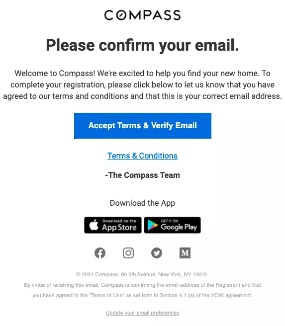 Confirmation email from Compass