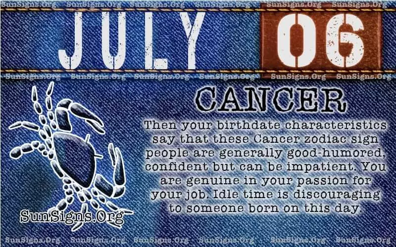 July 6 cancer birthday calendar