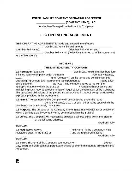 LLC Operating Agreement Templates (2)