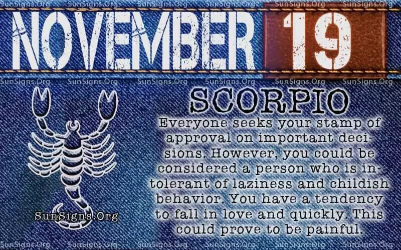 November 19 scorpio birthday calendar