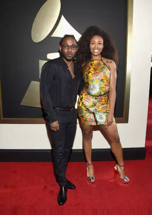 SZA with Kendrick Lamar on the red carpet for the 58th Grammy Awards in February 2016