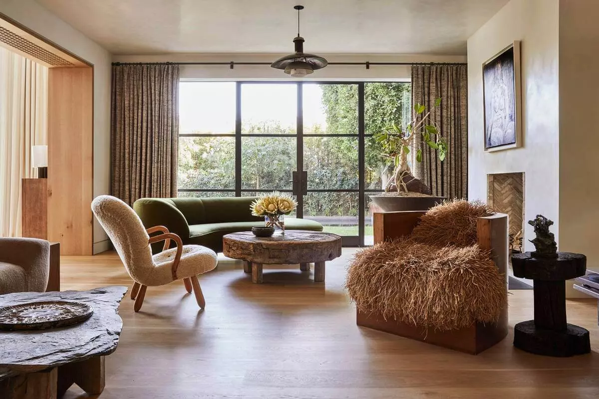 tinder co-founder sean rag modern organic interior design style home in LA designed by Jane Hallworth