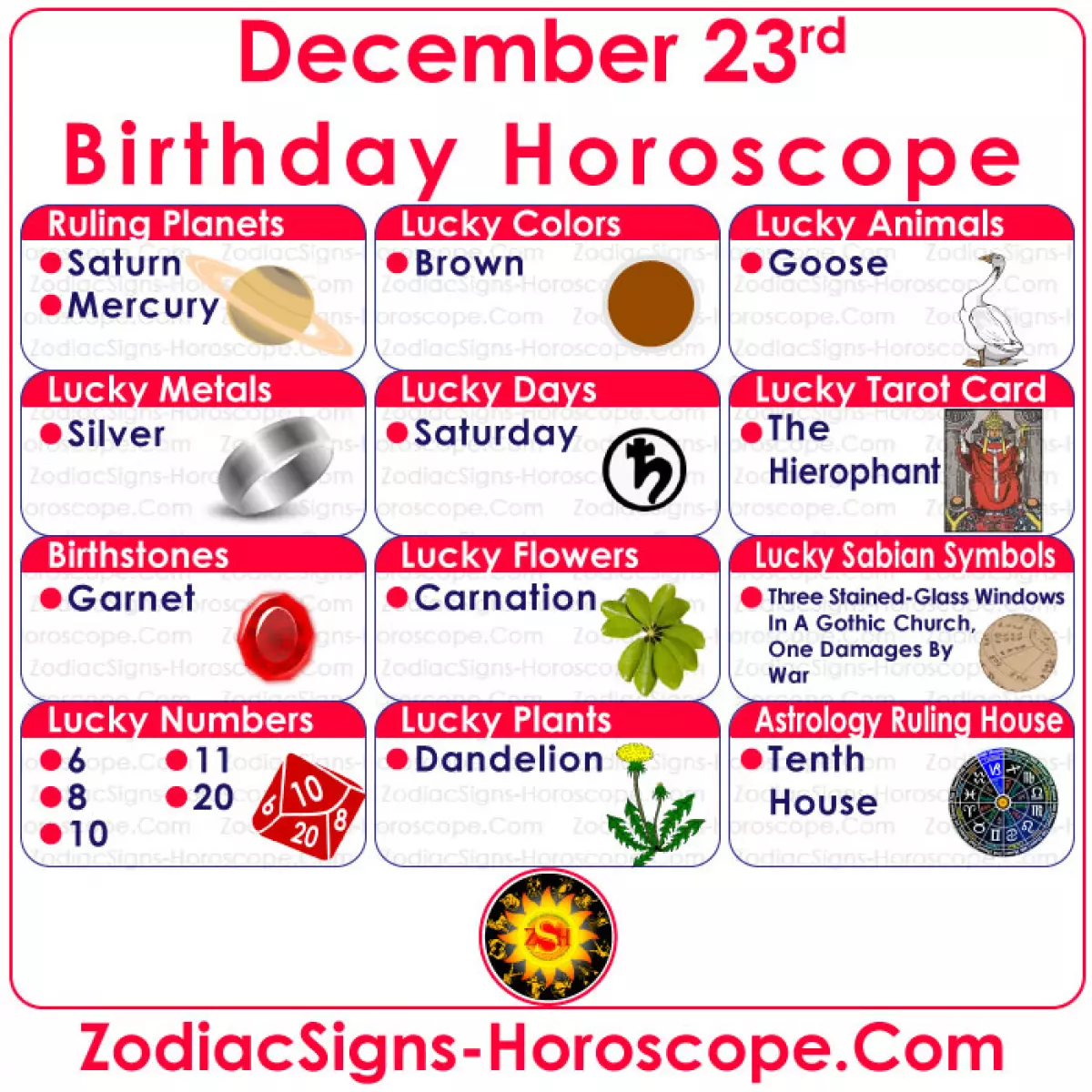 December 23 Zodiac Birthstones, Lucky Numbers, Days, Colors