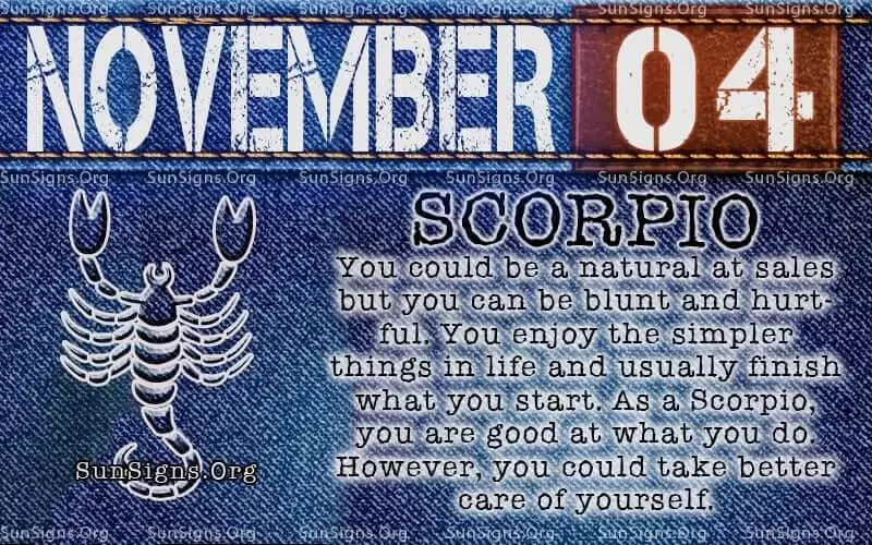 November 4 Scorpio Birthday Calendar