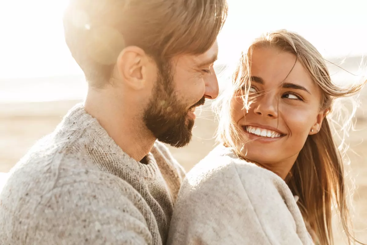 two people staring at each other