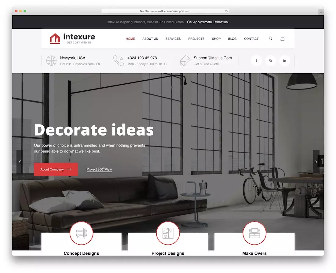 theratio interior design WordPress theme