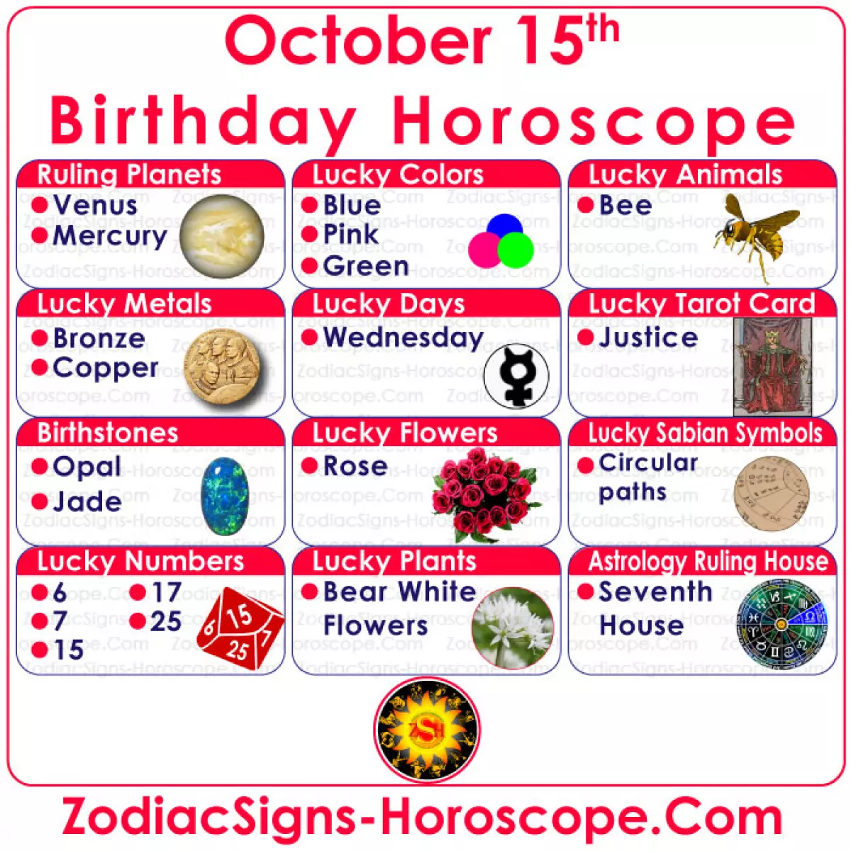 October 15 Zodiac Birthstones, Lucky Numbers, Days, Colors