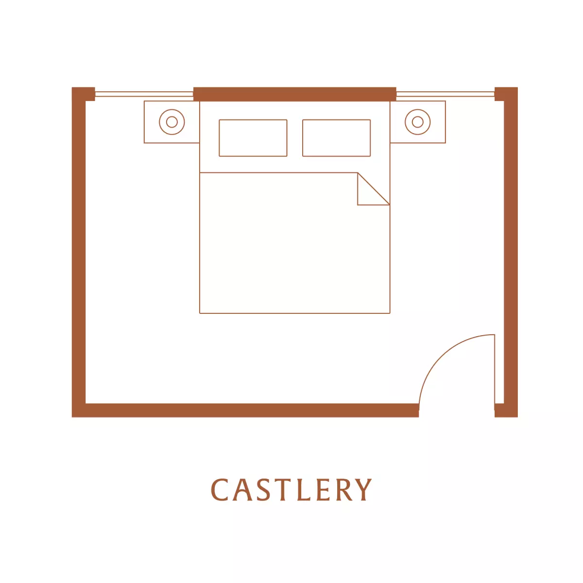 The ideal feng shui layout for a bedroom should have equal space on either side of the bed and the door diagonally facing the bed.