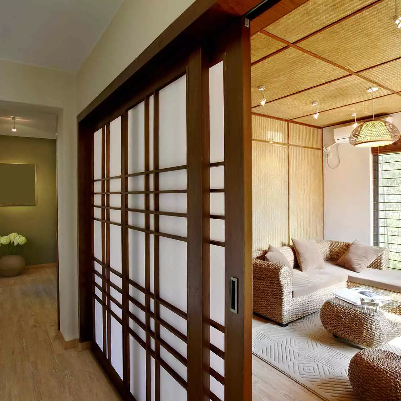 Asian style living room designs are focused on nature and adorned with backdrops of landscapes