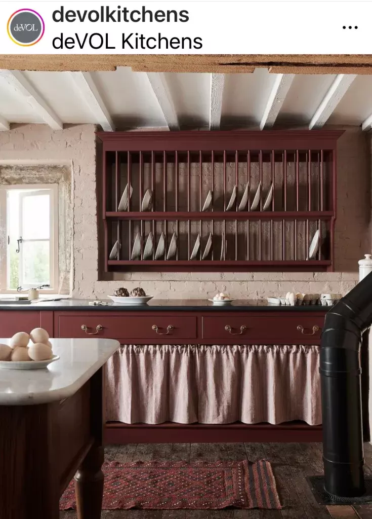 Devol Kitchens English country style green kitchen black and white checkerboard floor