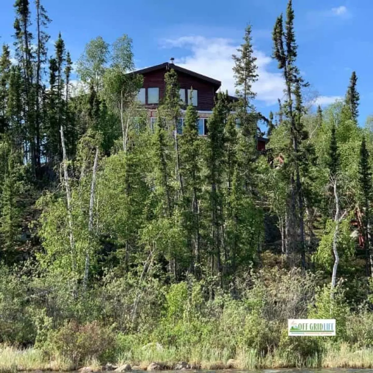 Our off grid home overlooking lake in Northwest Territories, Canada