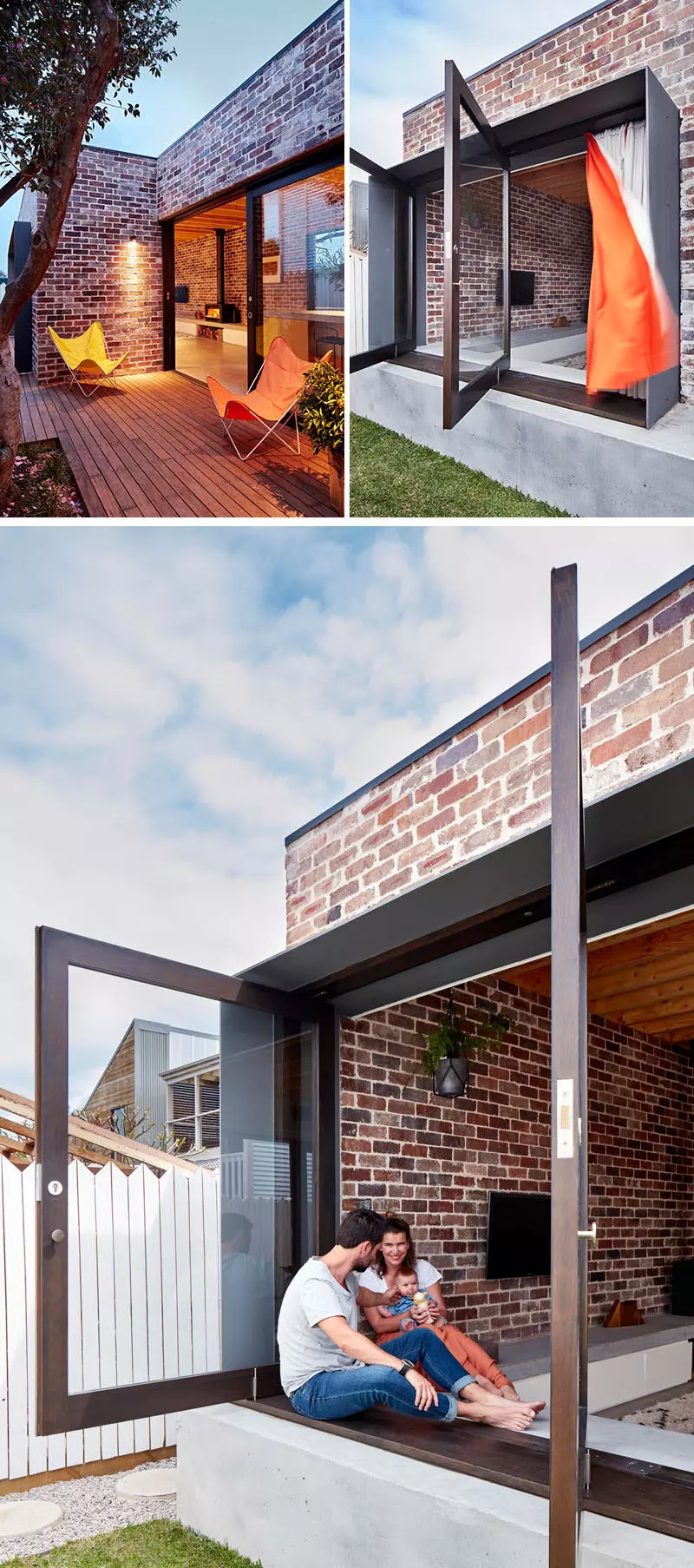 The brick covering this house gives it a traditional look while the gabled roof keeps the design looking minimal and modern.