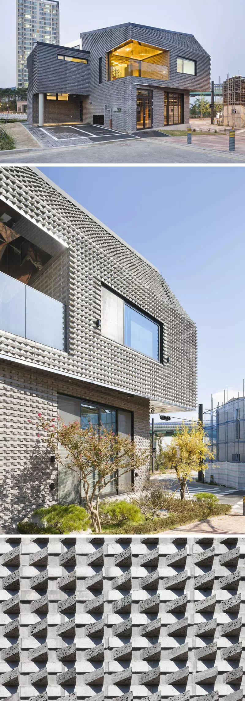 The clay bricks and cedar paneling on the exterior of this family home were both sourced directly from the area.