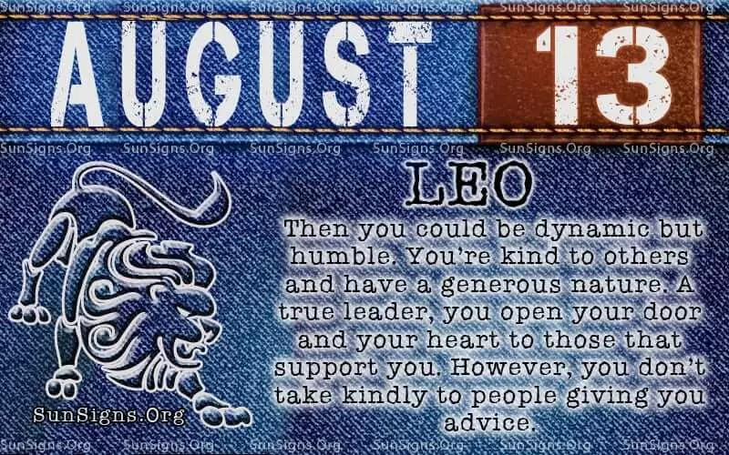 August 13 Leo birthday calendar