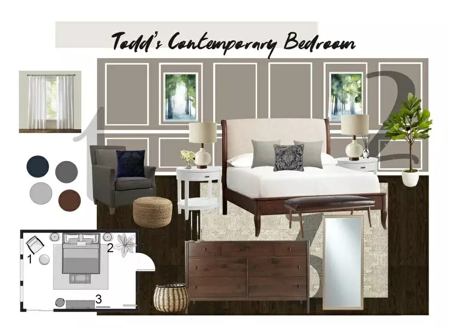 Decorilla bedroom moodboard design