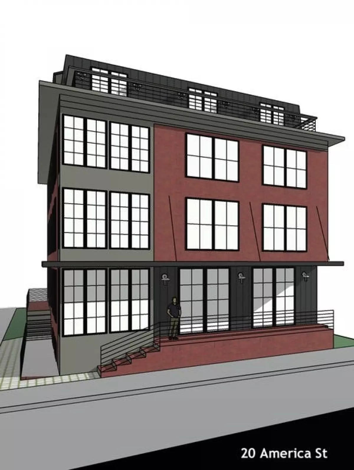 This proposed apartment building would replace a parking lot at 20 America St., off Atwells Avenue in Providence.