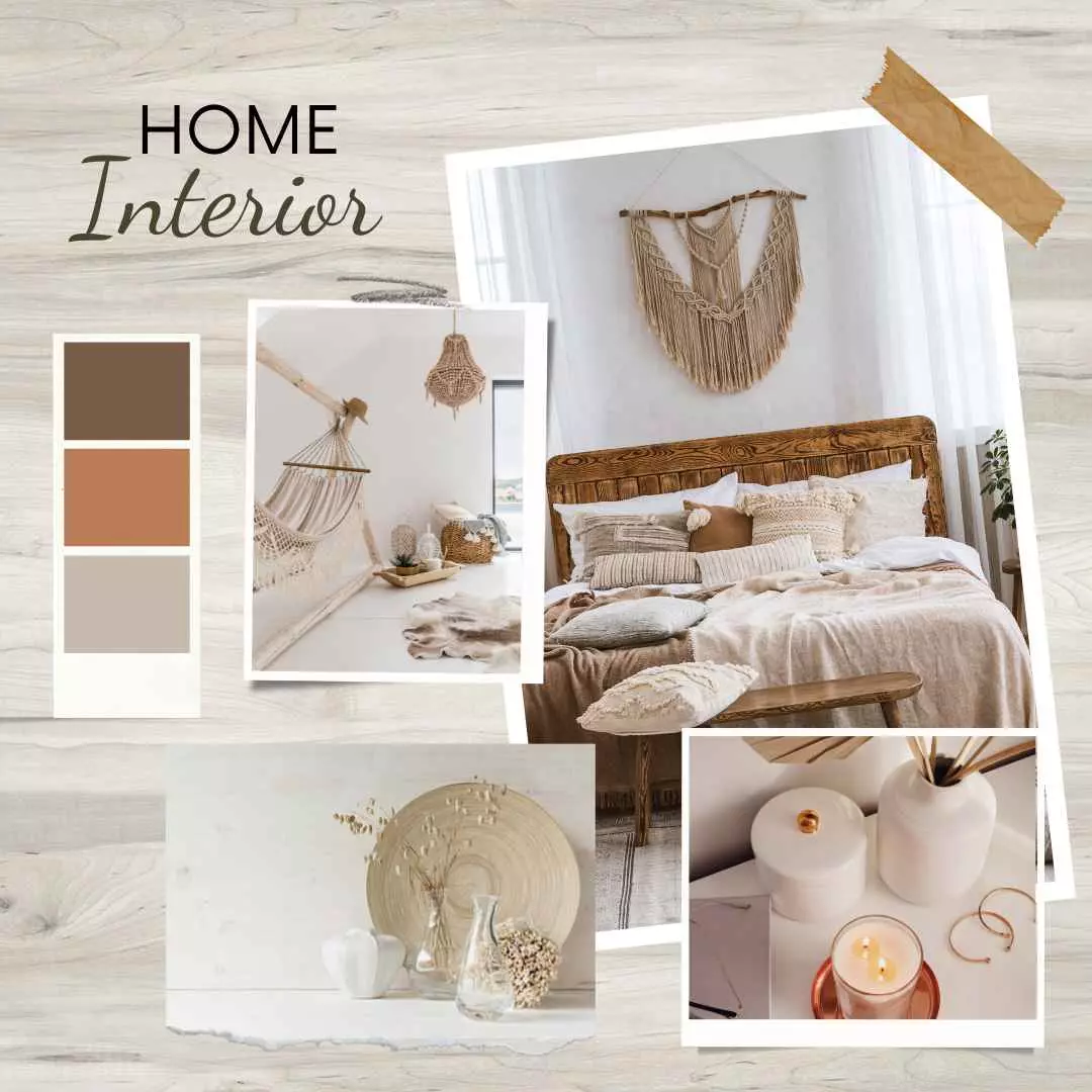 Mood board for picking the right textures when doing interior design