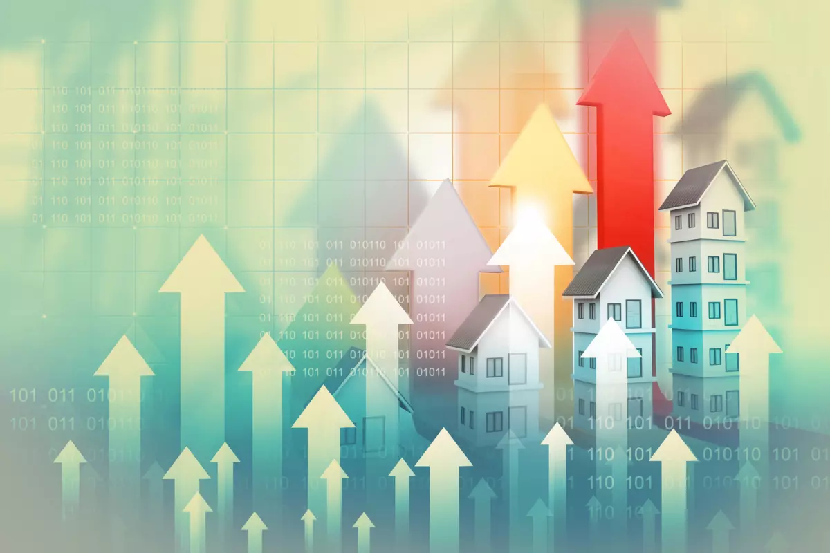 Real estate growth chart. 3d illustration