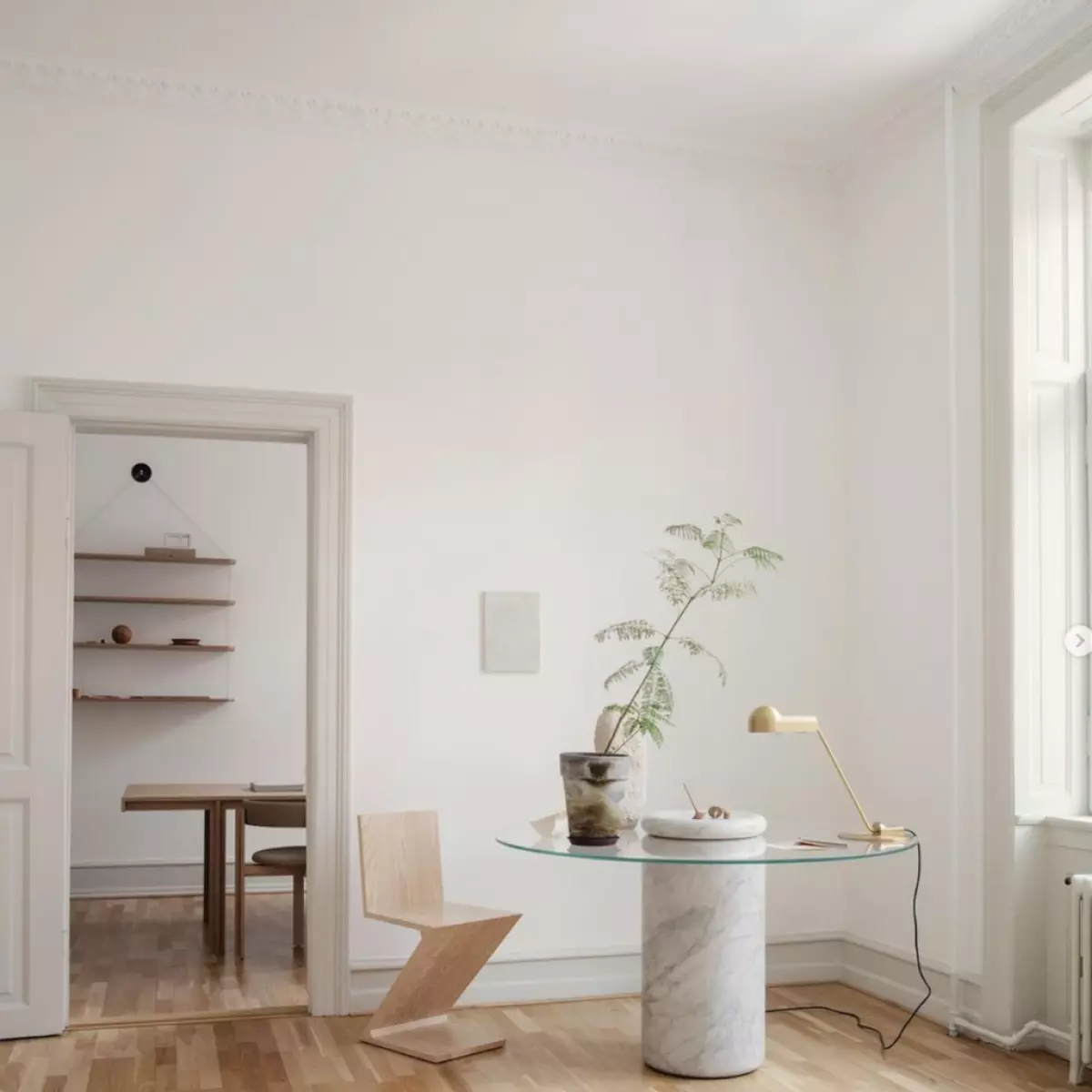 modern interior marble table with wood desk chair