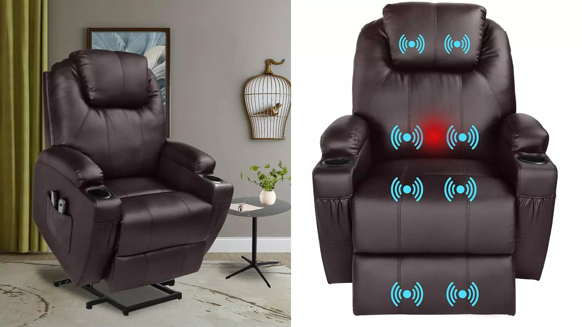 The U-MAX Lift Recliner Power Lift Chair has a built-in massage feature with eight vibration points for your pleasure.