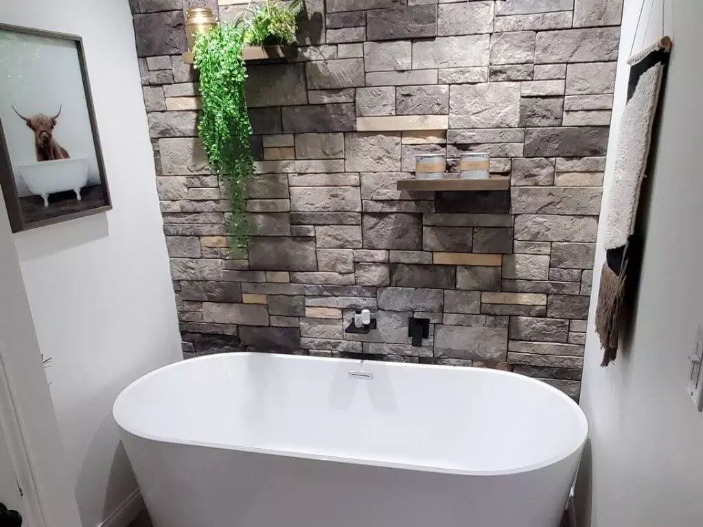 Stone Veneer Mini Bathroom Accent Wall