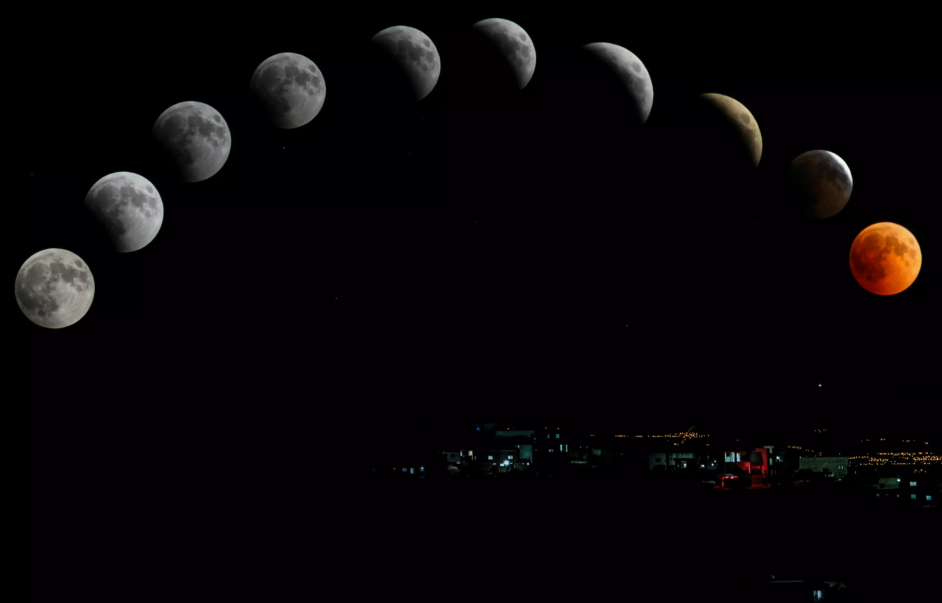 The moon in different phases time lapse