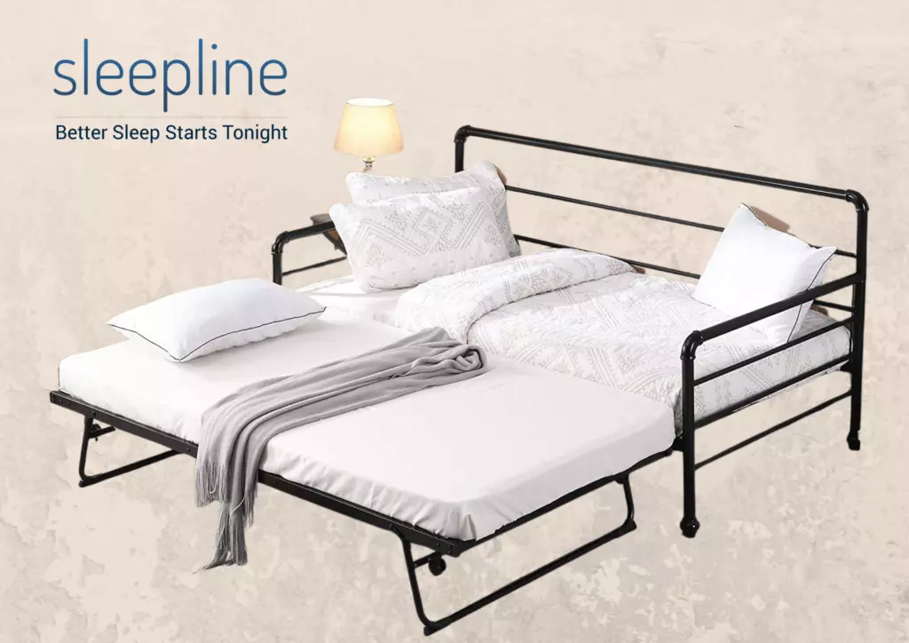 Polibi Metal Daybed with Adjustable Trundle