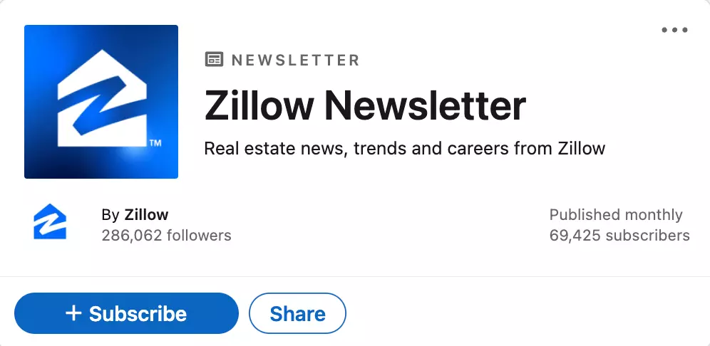 Zillow Newsletter subscribe