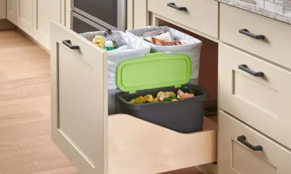 pull out trash cabinet with lids