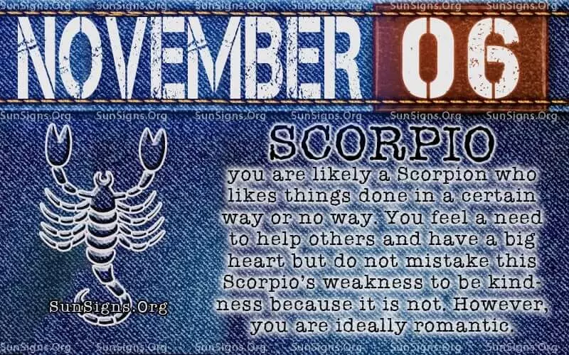 November 6 Scorpio Birthday Calendar