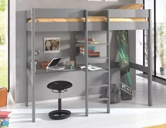 Icarus Work Station Bunk Bed with Table, Chair, and Bookcase