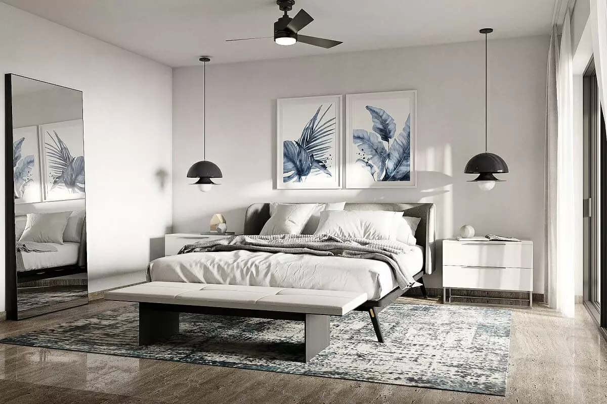 Feng Shui bedroom art in an interior by designer Jessica S