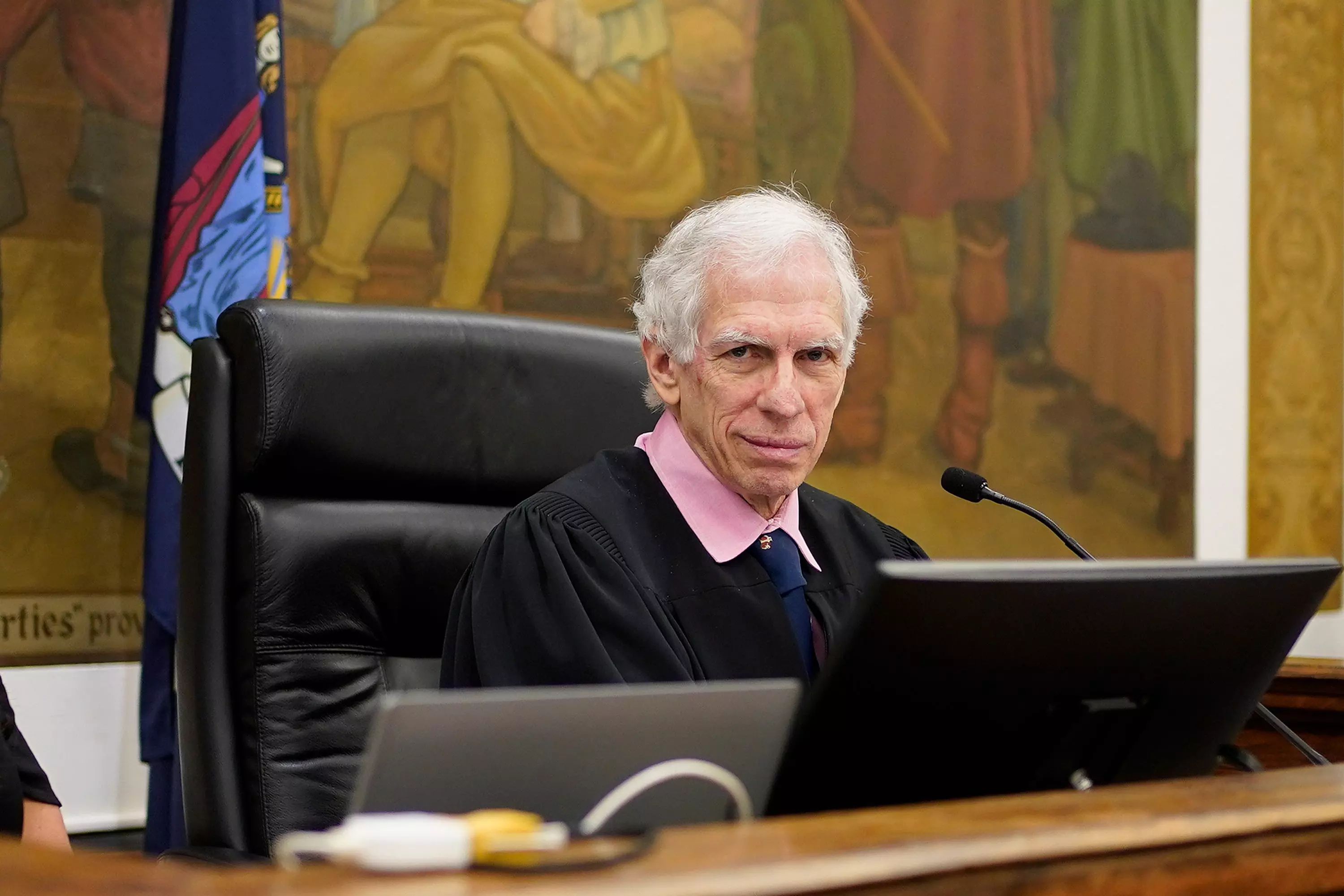 Judge Arthur Engoron sitting on the bench inside New York Supreme Court