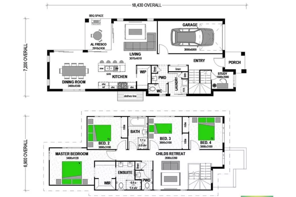 narrow homes floor plans