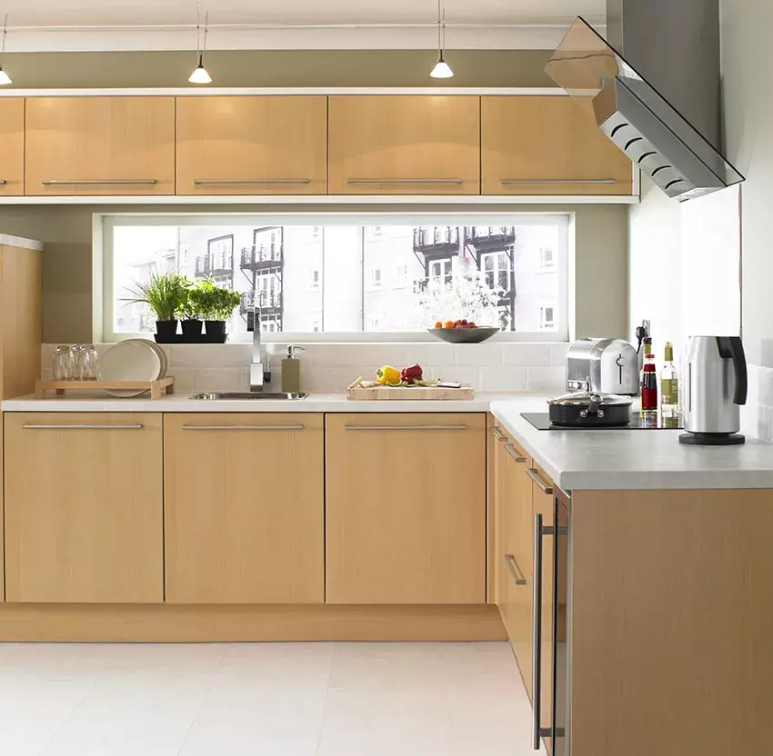 Stunning bright kitchen with plywood cabinets