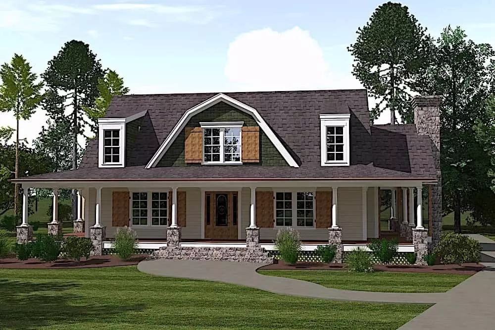 Large Country style home build in the Dutch Colonial Revival style