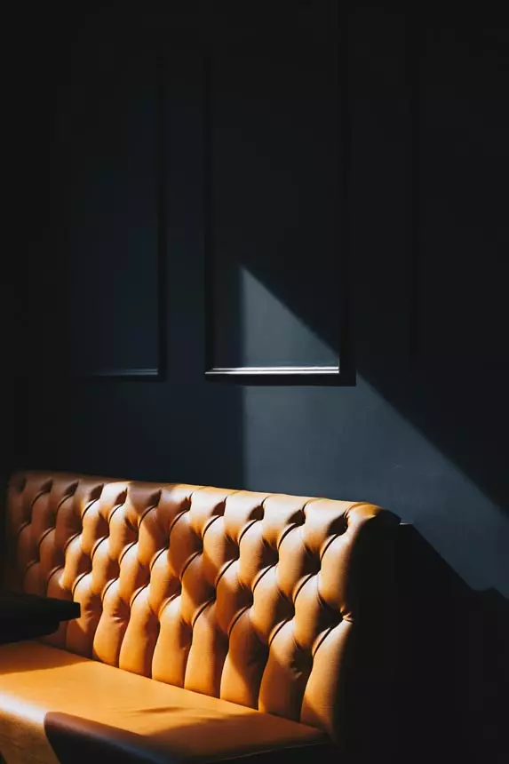 restaurant with colored walls