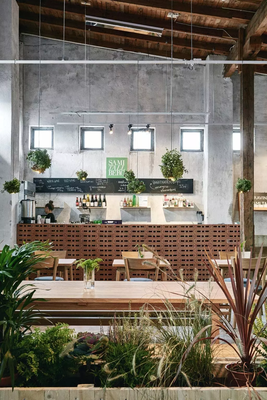 small restaurant with plants