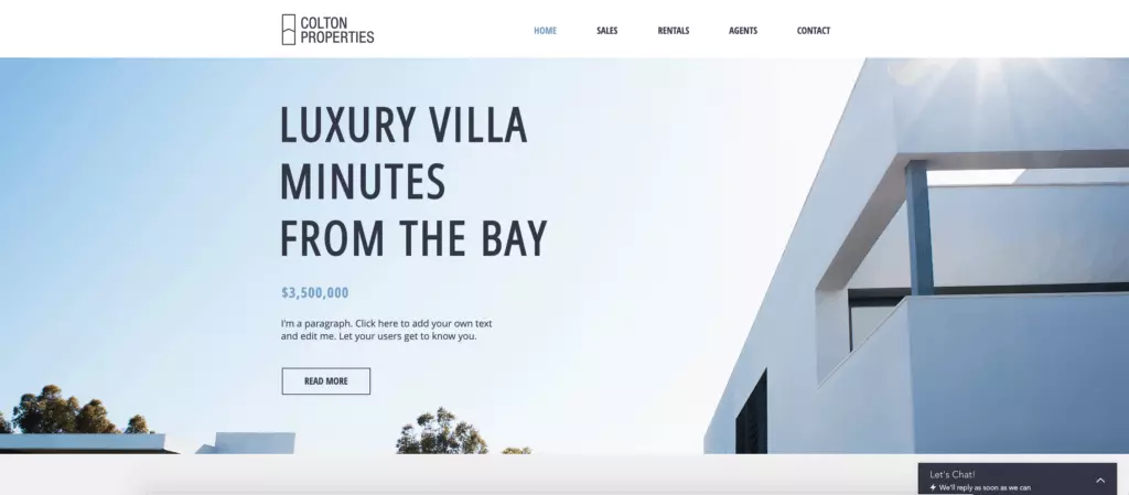 wix real estate website template