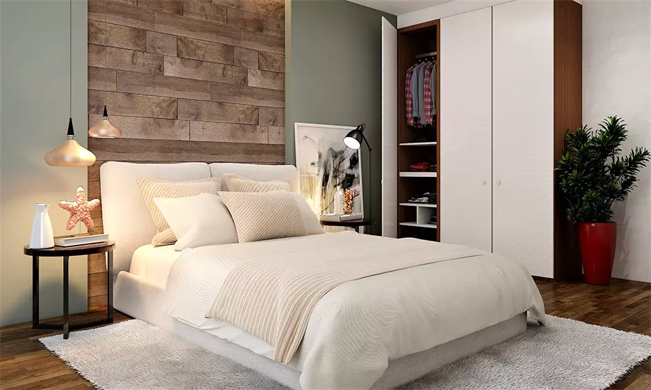 3 door wardrobe with mirror design in minimalist evaluates and enhances the look of the room.